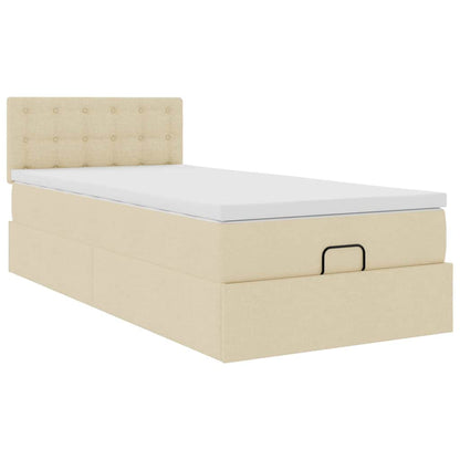 Pouf Letto con Materasso Crema 90x200 cm in Tessuto | homemem39
