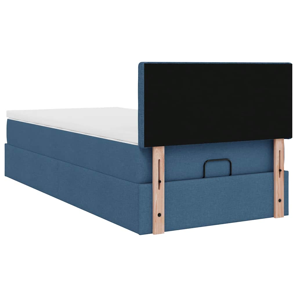 Pouf Letto con Materasso Blu 90x200 cm in Tessuto | homemem39
