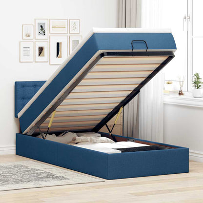 Pouf Letto con Materasso Blu 90x200 cm in Tessuto | homemem39