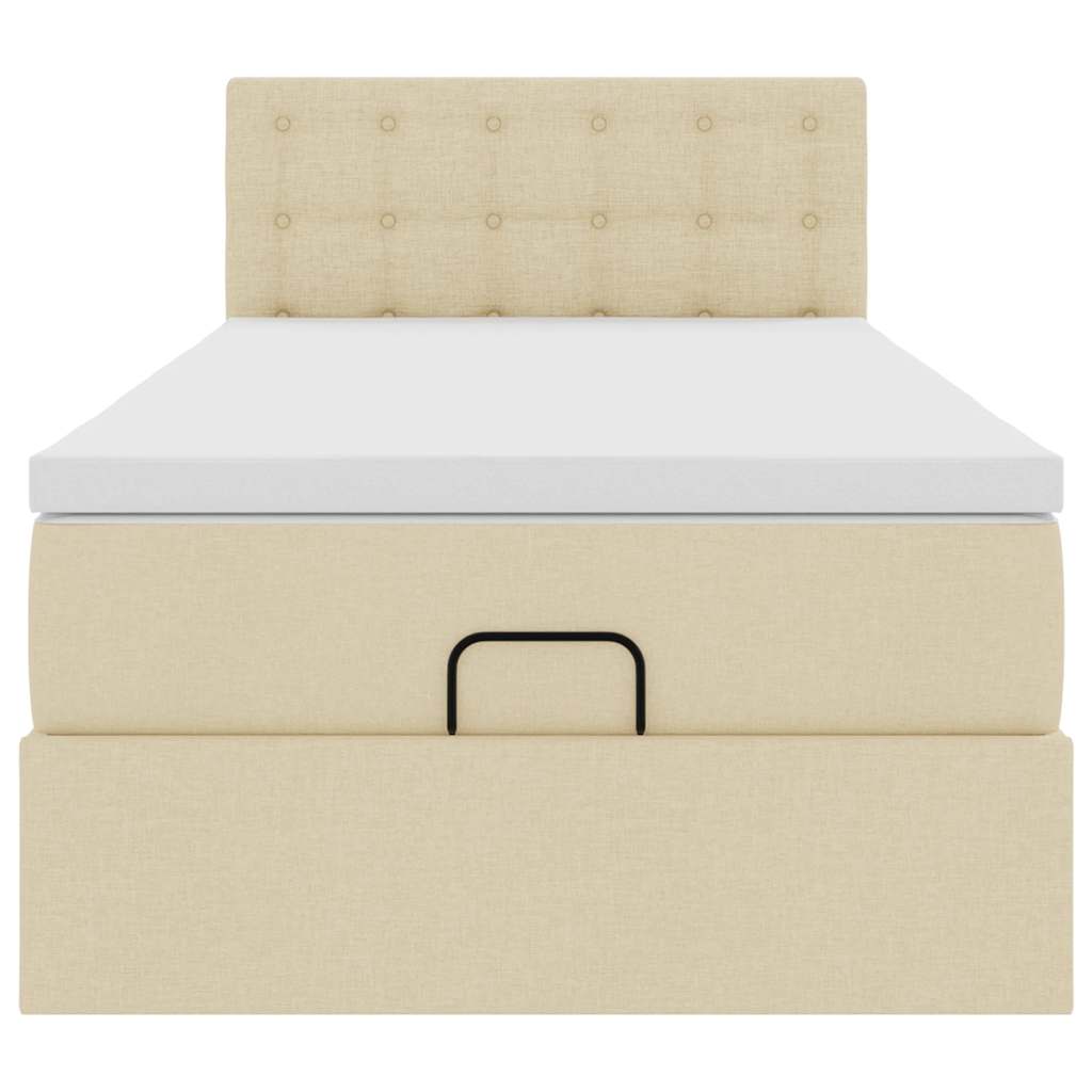 Pouf Letto con Materasso Crema 100x200 cm in Tessuto