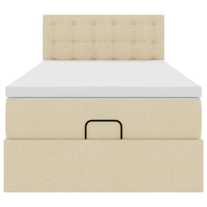 Pouf Letto con Materasso Crema 100x200 cm in Tessuto