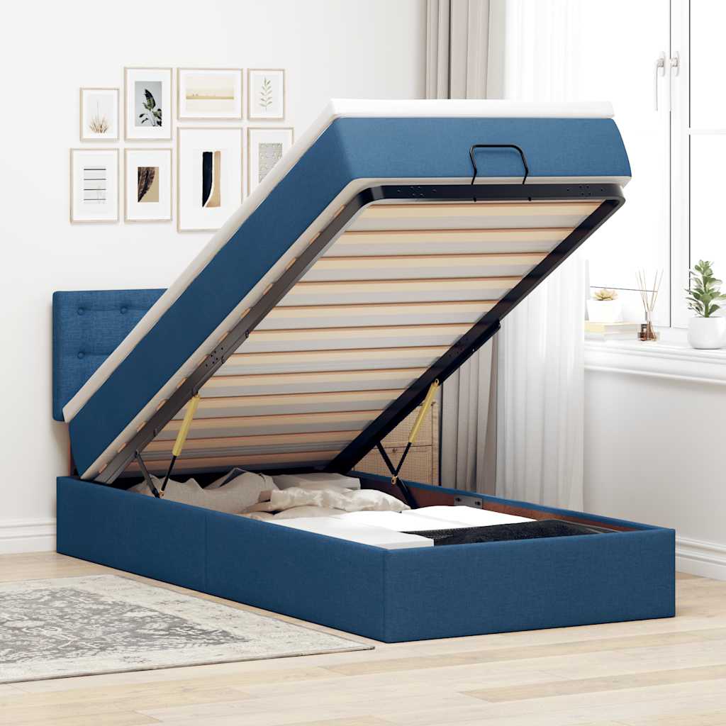Pouf Letto con Materasso Blu 100x200 cm in Tessuto | homemem39