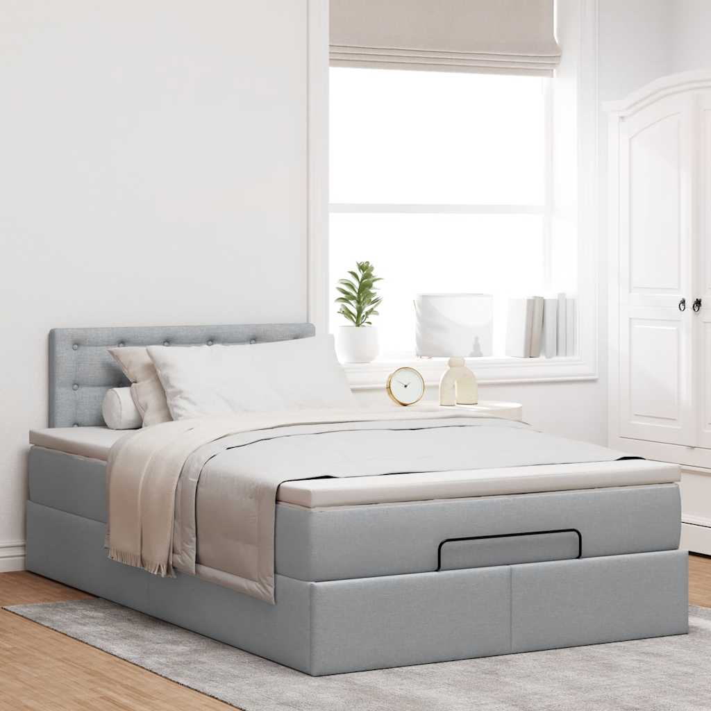 Pouf Letto con Materasso Grigio Chiaro 120x190 cm in Tessuto | homemem39