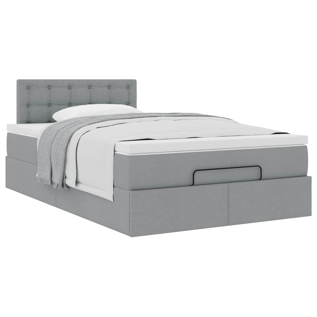 Pouf Letto con Materasso Grigio Chiaro 120x190 cm in Tessuto | homemem39