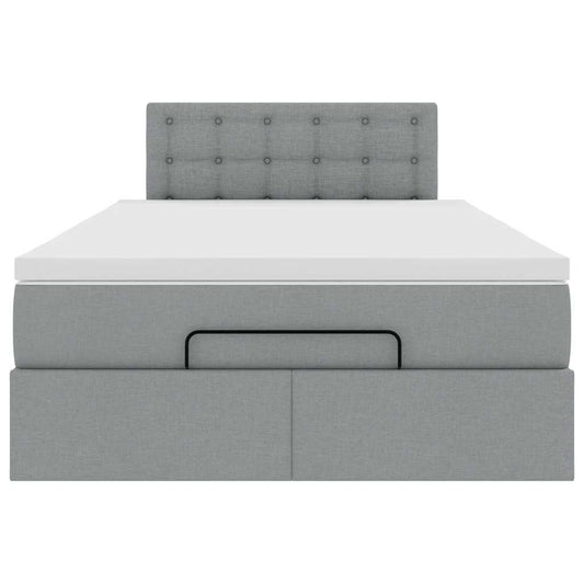 Pouf Letto con Materasso Grigio Chiaro 120x190 cm in Tessuto
