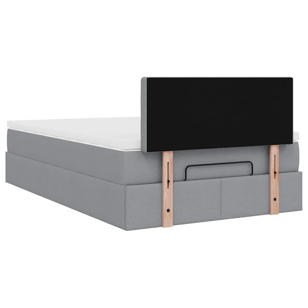 Pouf Letto con Materasso Grigio Chiaro 120x190 cm in Tessuto | homemem39