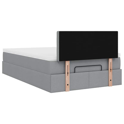Pouf Letto con Materasso Grigio Chiaro 120x190 cm in Tessuto | homemem39