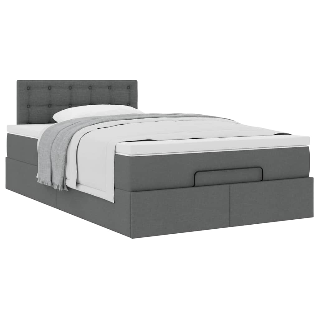 Pouf Letto con Materasso Grigio Scuro 120x190 cm in Tessuto | homemem39