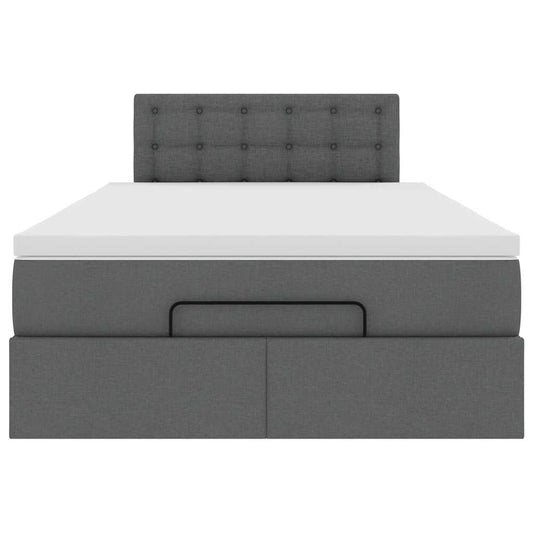 Pouf Letto con Materasso Grigio Scuro 120x190 cm in Tessuto