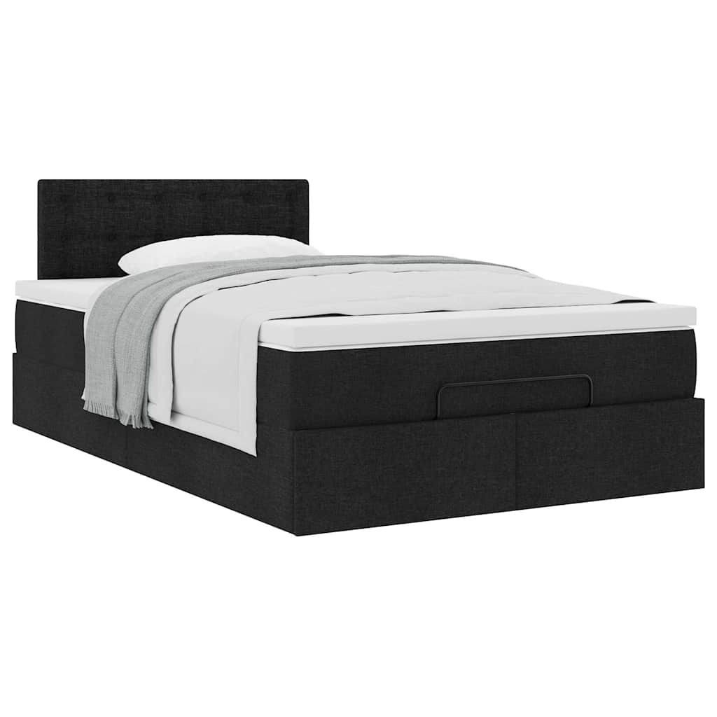 Pouf Letto con Materasso Nero 120x190 cm in Tessuto | homemem39