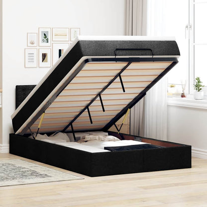 Pouf Letto con Materasso Nero 120x190 cm in Tessuto | homemem39