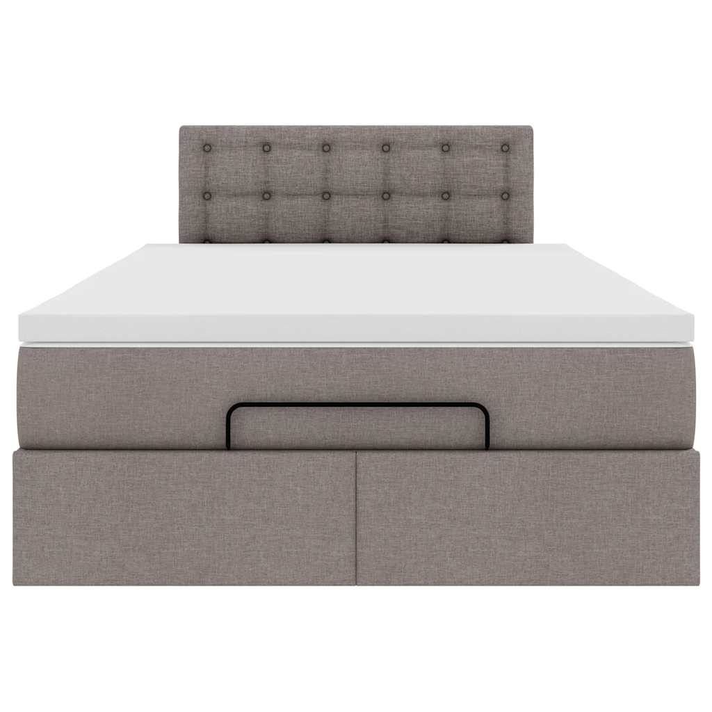 Struttura Letto Pouf con Materasso Tortora 120x190 cm Tessuto