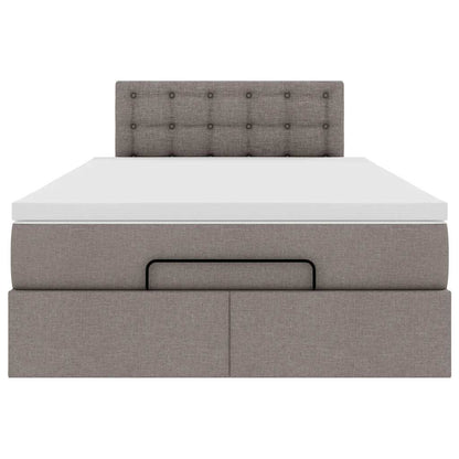 Struttura Letto Pouf con Materasso Tortora 120x190 cm Tessuto