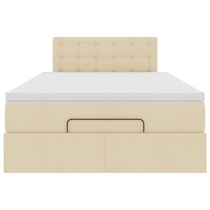 Struttura Letto Pouf con Materasso Crema 120x190 cm in Tessuto | homemem39
