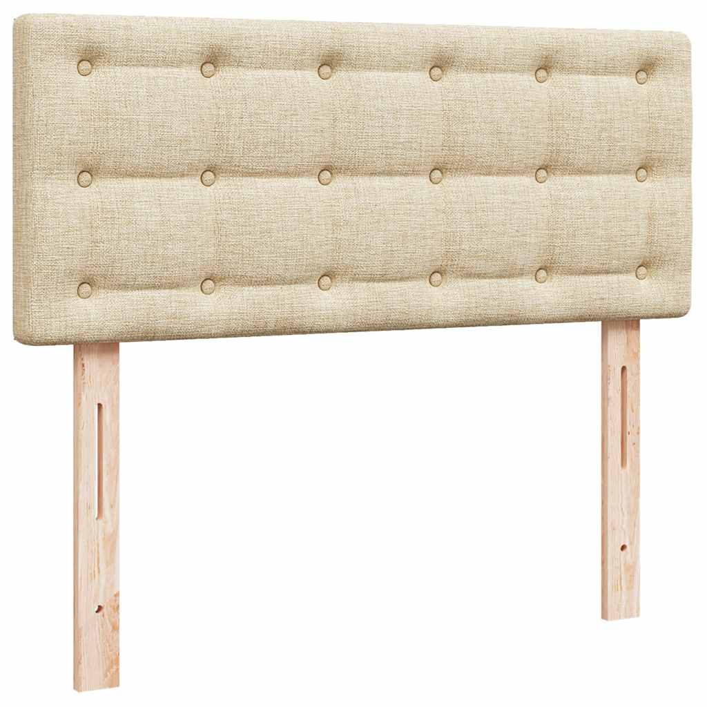 Struttura Letto Pouf con Materasso Crema 120x190 cm in Tessuto | homemem39
