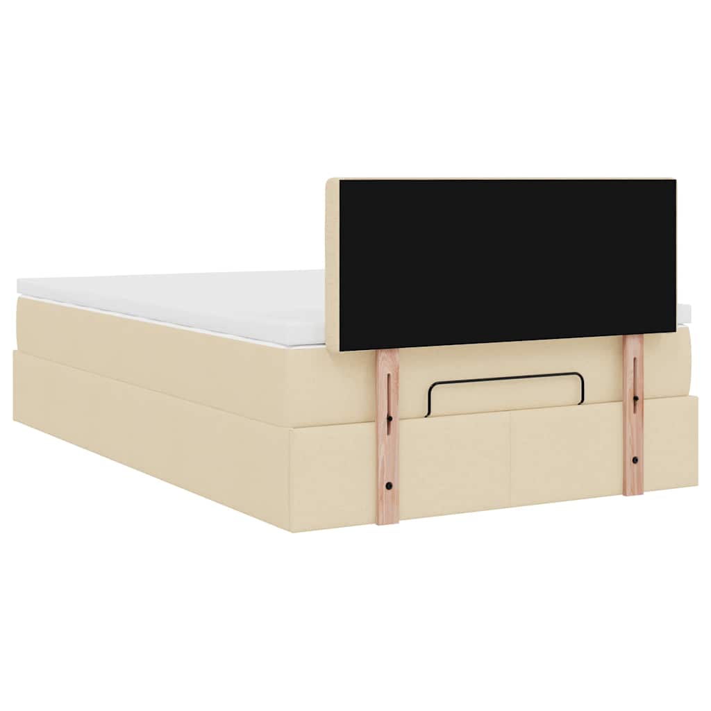 Struttura Letto Pouf con Materasso Crema 120x190 cm in Tessuto | homemem39
