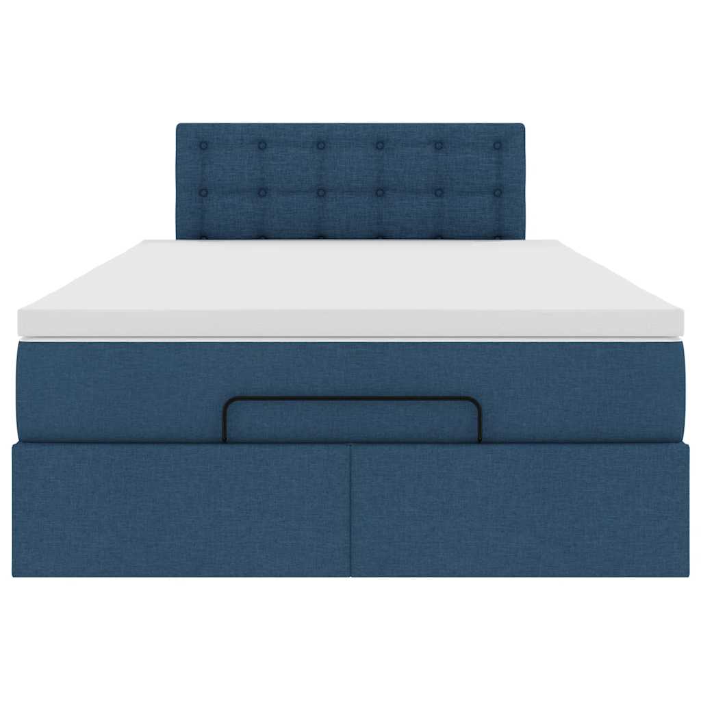 Struttura Letto Pouf con Materasso Blu 120x190 cm in Tessuto