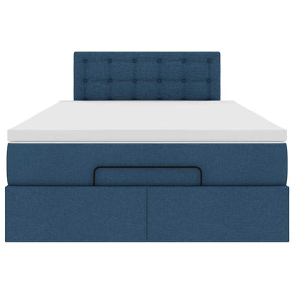 Struttura Letto Pouf con Materasso Blu 120x190 cm in Tessuto