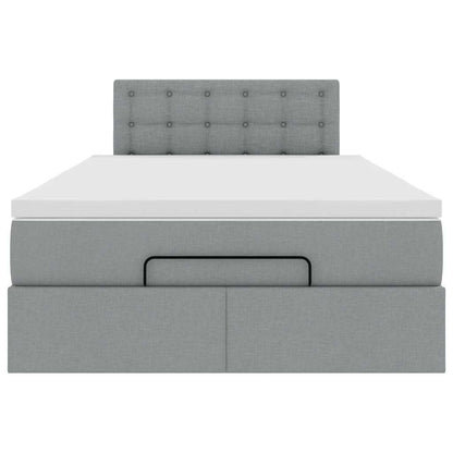 Pouf Letto con Materasso Grigio Chiaro 120x200 cm in Tessuto - homemem39