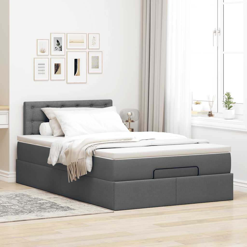 Pouf Letto con Materasso Grigio Scuro 120x200 cm in Tessuto - homemem39