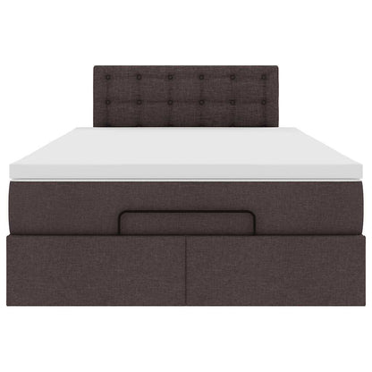 Pouf Letto con Materasso Marrone Scuro 120x200 cm in Tessuto - homemem39