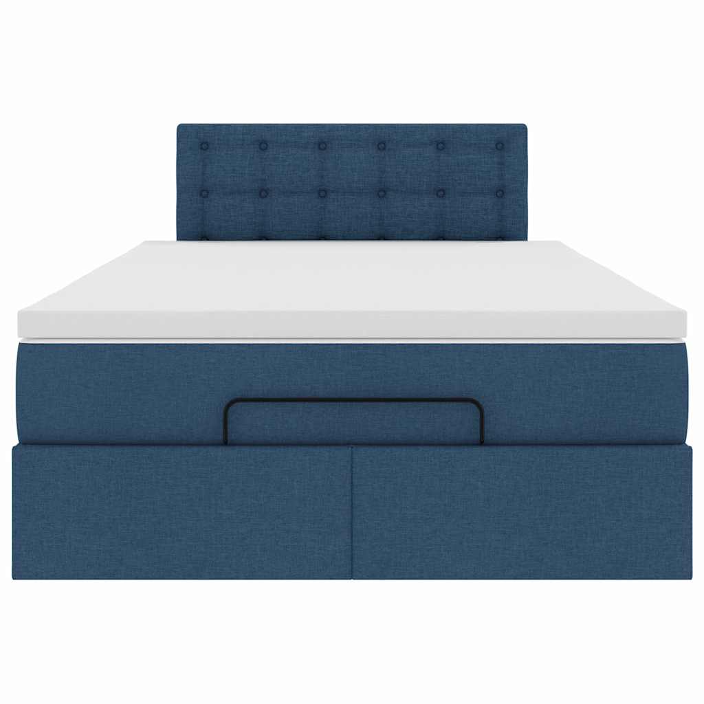 Pouf Letto con Materasso Blu 120x200 cm in Tessuto