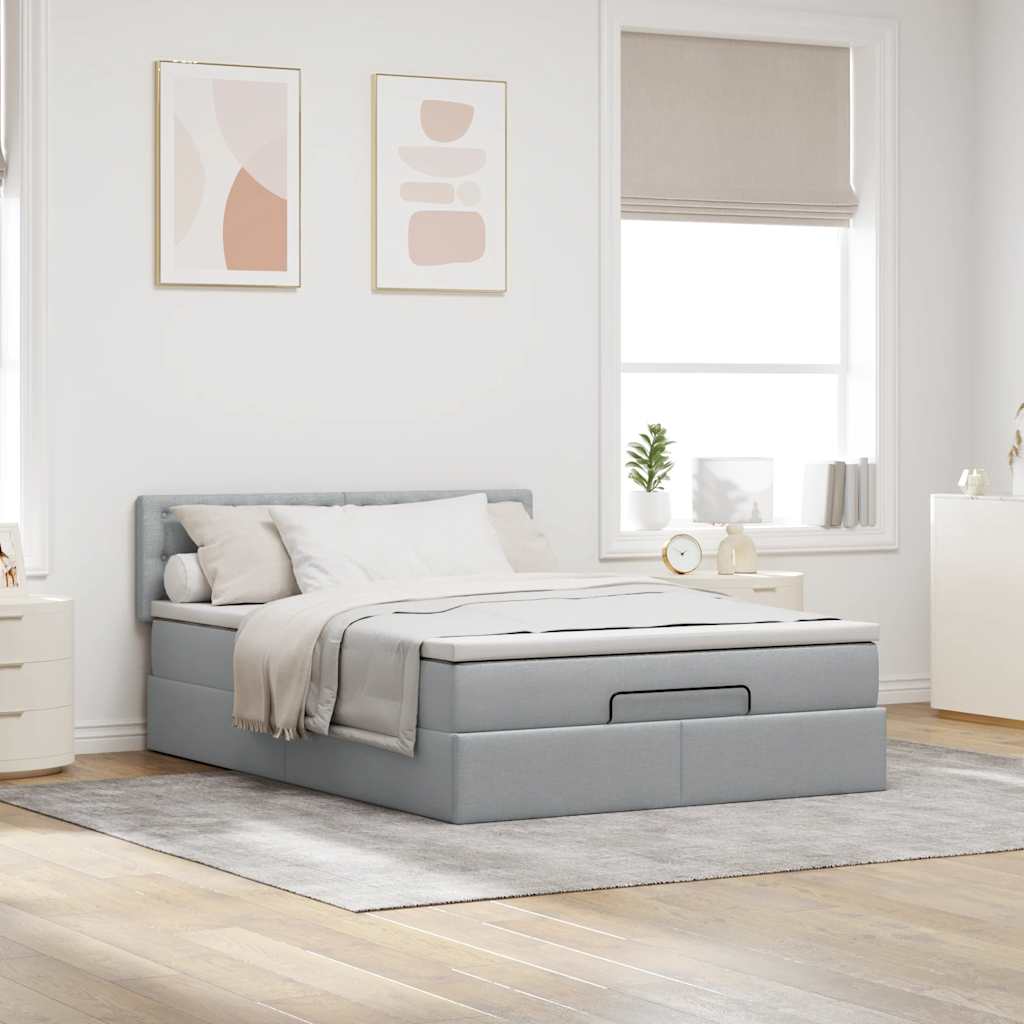 Pouf Letto con Materasso Grigio Chiaro 140x190 cm in Tessuto | homemem39