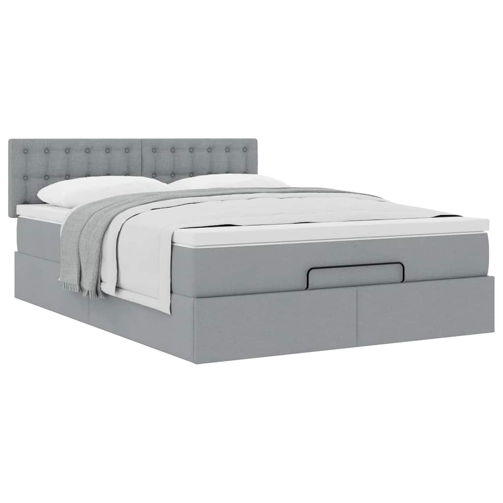 Pouf Letto con Materasso Grigio Chiaro 140x190 cm in Tessuto | homemem39