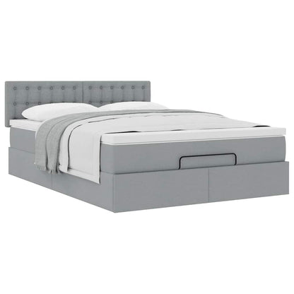 Pouf Letto con Materasso Grigio Chiaro 140x190 cm in Tessuto | homemem39
