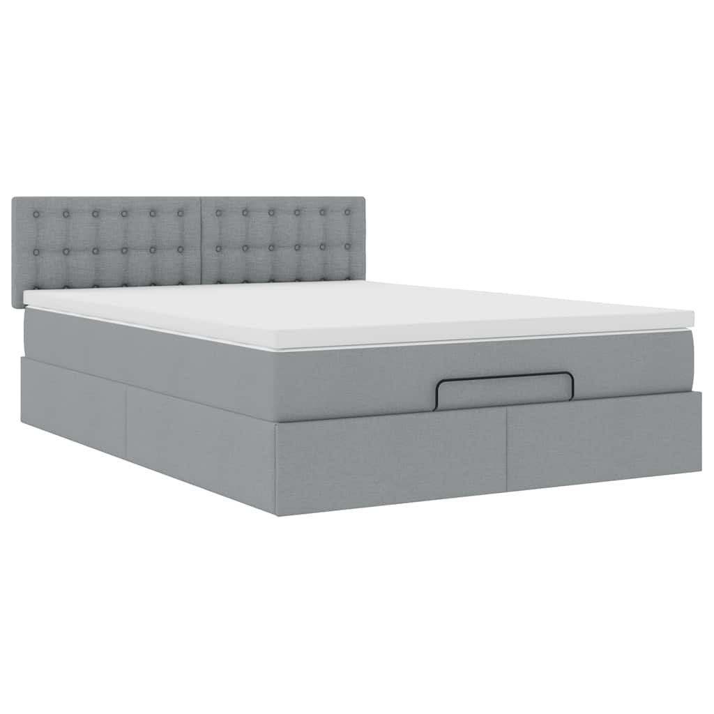 Pouf Letto con Materasso Grigio Chiaro 140x190 cm in Tessuto | homemem39