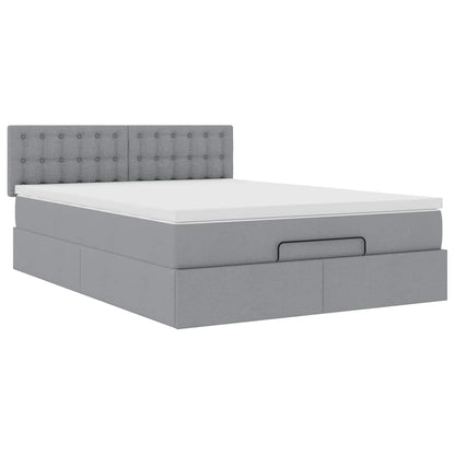 Pouf Letto con Materasso Grigio Chiaro 140x190 cm in Tessuto | homemem39