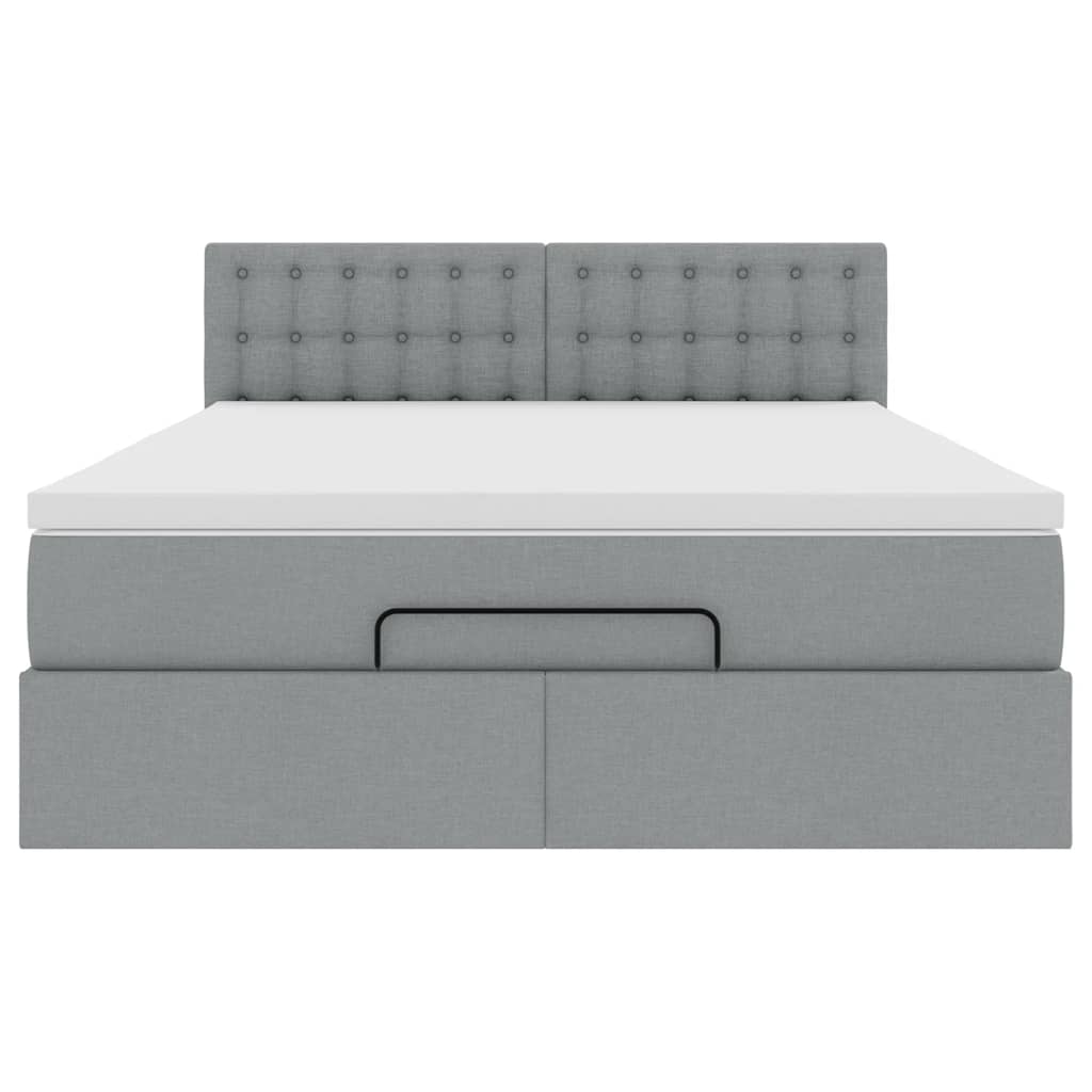 Pouf Letto con Materasso Grigio Chiaro 140x190 cm in Tessuto | homemem39