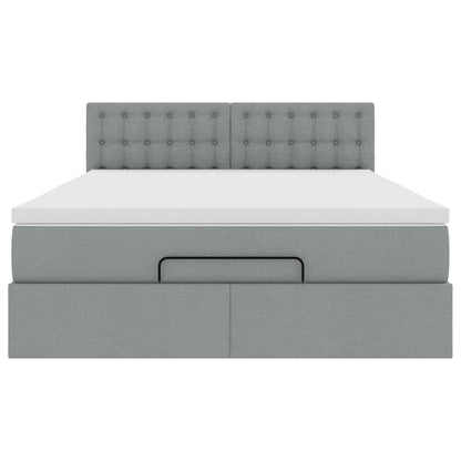 Pouf Letto con Materasso Grigio Chiaro 140x190 cm in Tessuto | homemem39