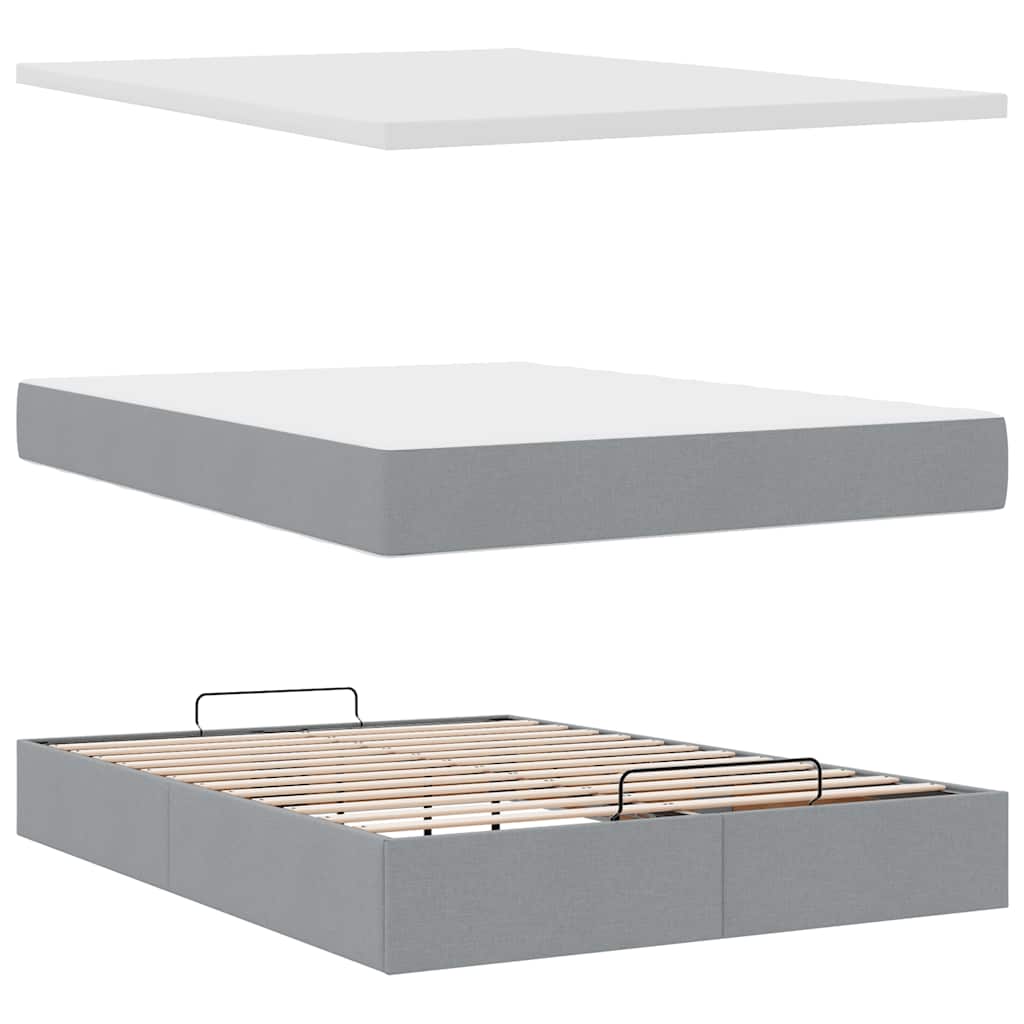 Pouf Letto con Materasso Grigio Chiaro 140x190 cm in Tessuto | homemem39