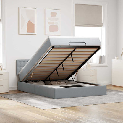 Pouf Letto con Materasso Grigio Chiaro 140x190 cm in Tessuto | homemem39