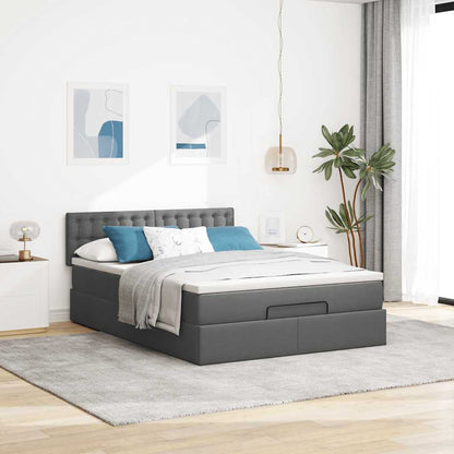 Pouf Letto con Materasso Grigio Scuro 140x190 cm in Tessuto | homemem39