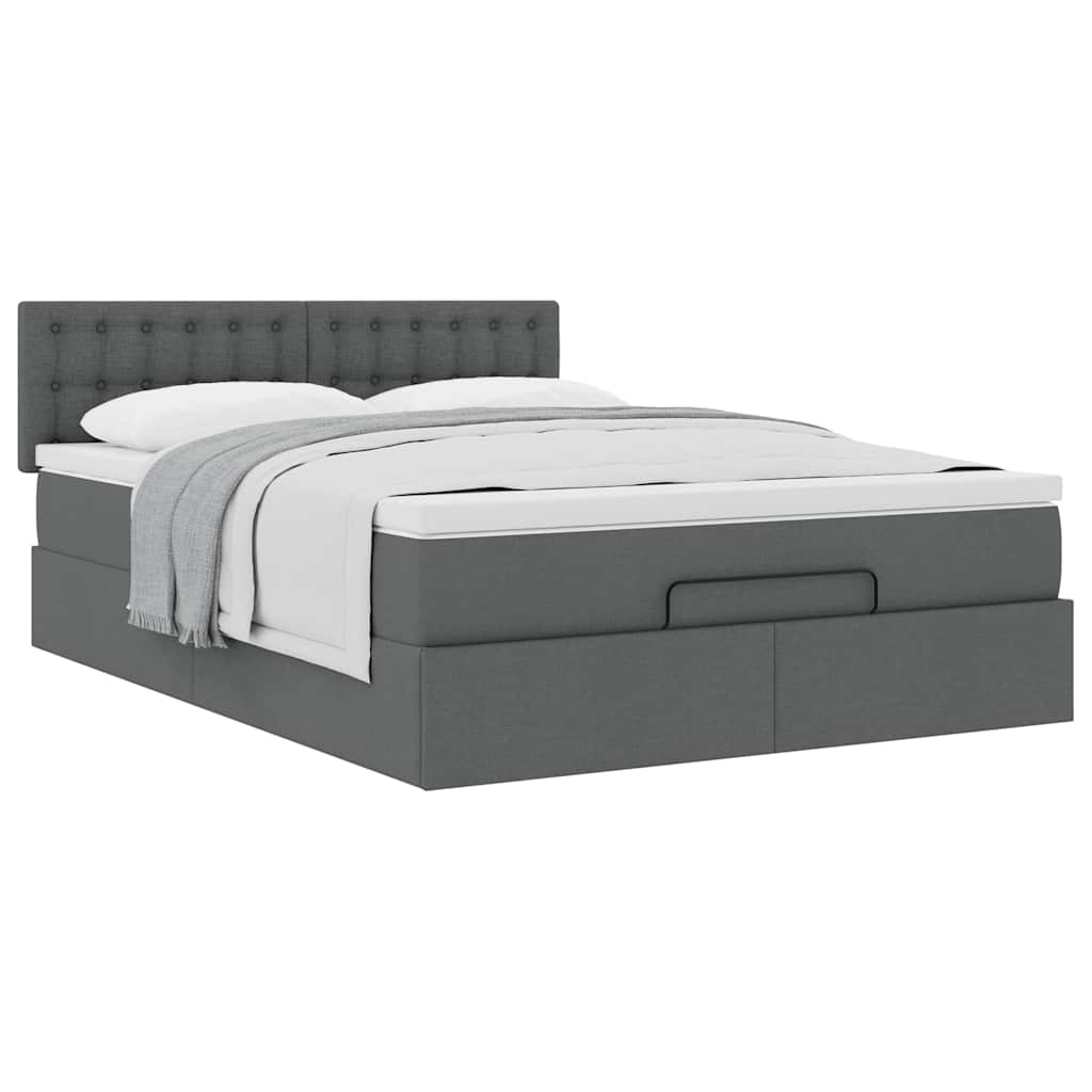 Pouf Letto con Materasso Grigio Scuro 140x190 cm in Tessuto | homemem39