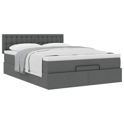 Pouf Letto con Materasso Grigio Scuro 140x190 cm in Tessuto | homemem39