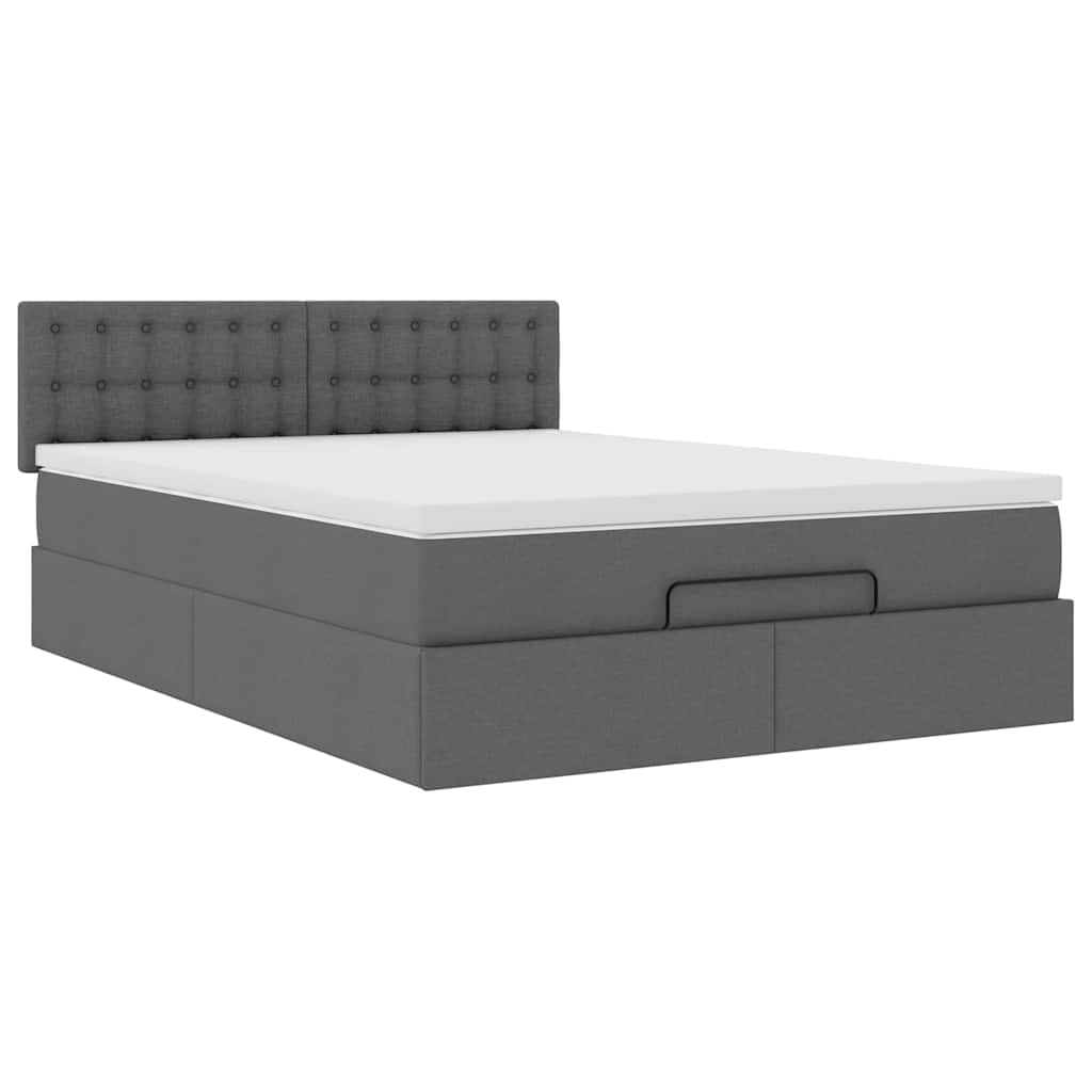 Pouf Letto con Materasso Grigio Scuro 140x190 cm in Tessuto | homemem39