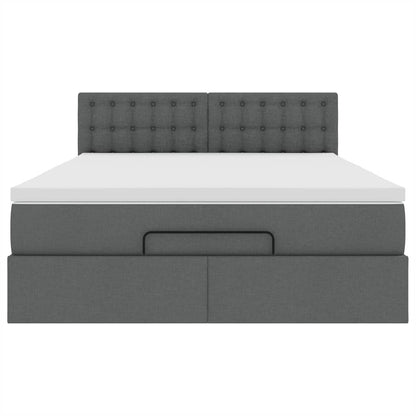 Pouf Letto con Materasso Grigio Scuro 140x190 cm in Tessuto | homemem39