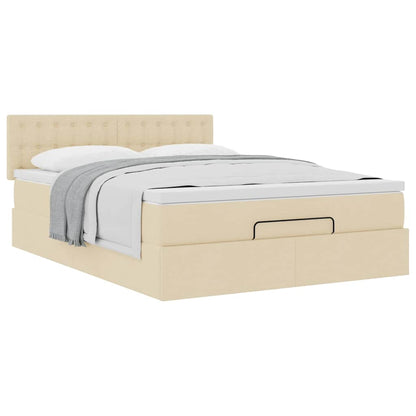 Pouf Letto con Materasso Crema 140x190 cm in Tessuto | homemem39