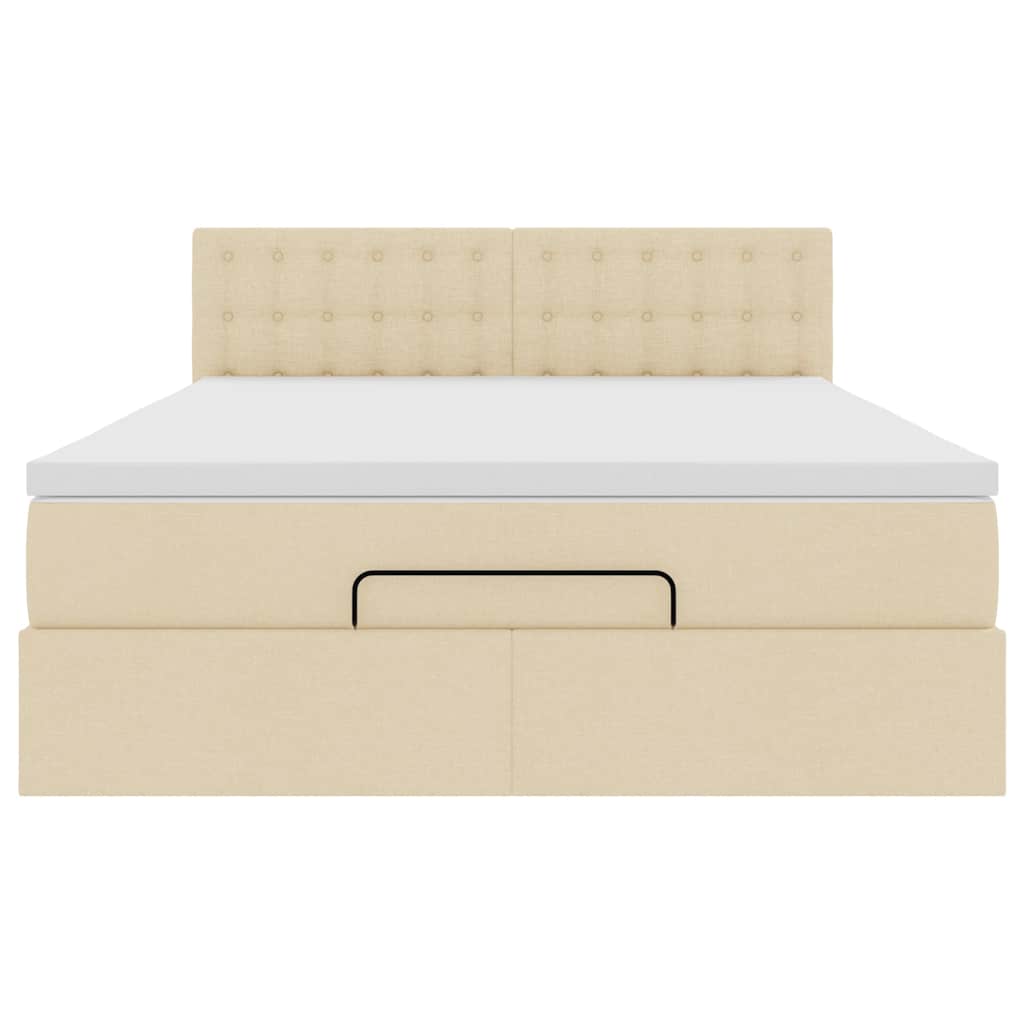 Pouf Letto con Materasso Crema 140x190 cm in Tessuto | homemem39