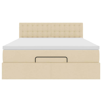 Pouf Letto con Materasso Crema 140x190 cm in Tessuto | homemem39
