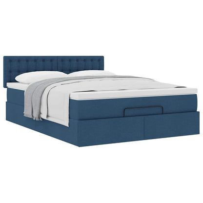 Pouf Letto con Materasso Blu 140x190 cm in Tessuto | homemem39