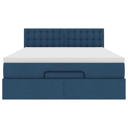 Pouf Letto con Materasso Blu 140x190 cm in Tessuto | homemem39