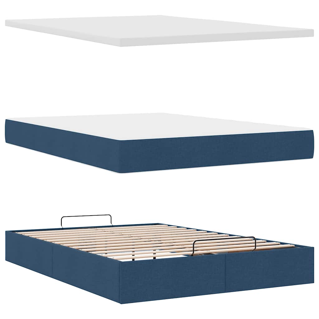 Pouf Letto con Materasso Blu 140x190 cm in Tessuto | homemem39
