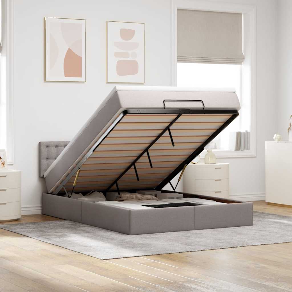 Pouf Letto con Materasso Tortora 140x200 cm in Tessuto | homemem39
