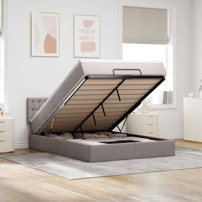 Pouf Letto con Materasso Tortora 140x200 cm in Tessuto | homemem39