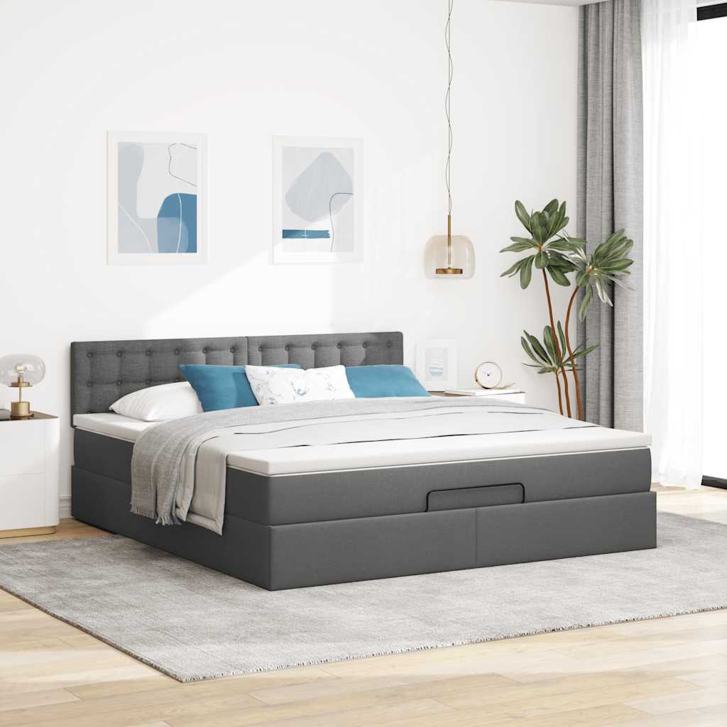 Struttura Letto Pouf con Materasso 160x200 cm in Tessuto | homemem39