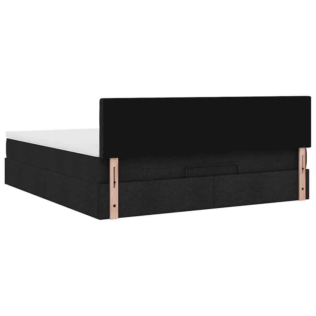 Struttura Letto Pouf con Materasso Nero 160x200 cm in Tessuto | homemem39
